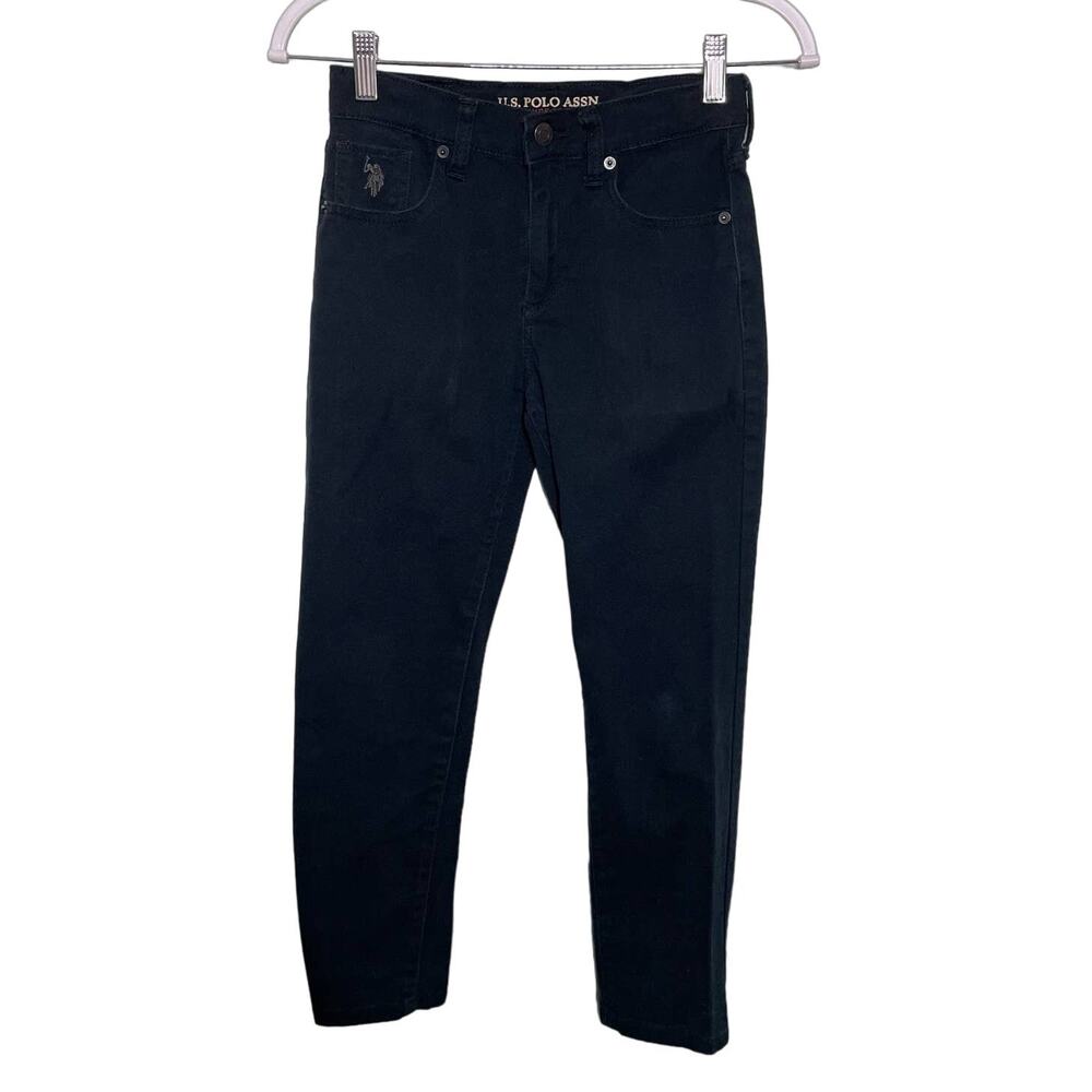 U.S. Polo Assn. Adjustable Waist Straight Leg Jeans Denim Stretch Black Girls 10